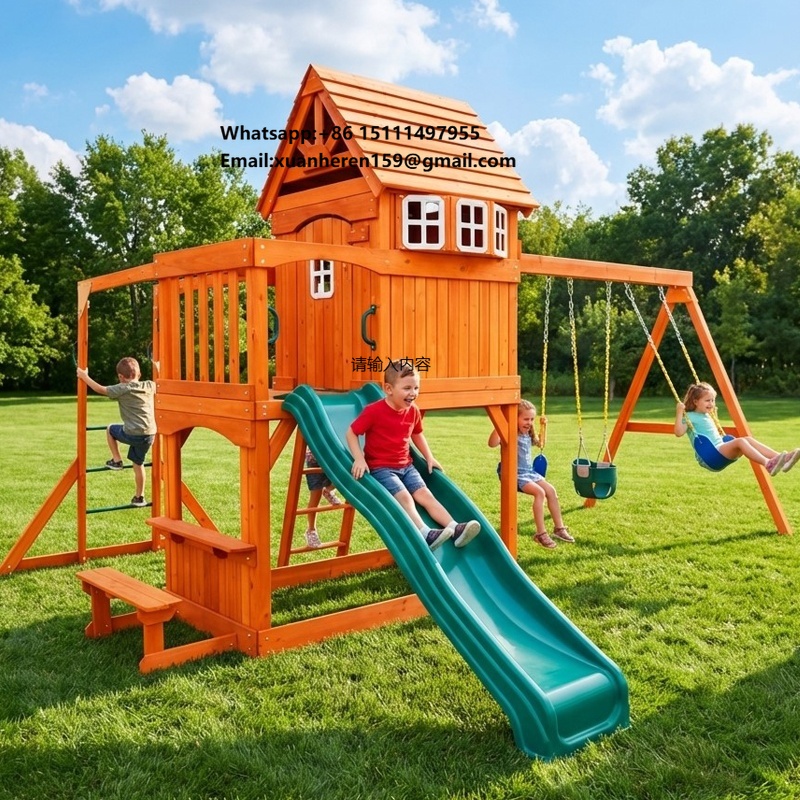 Kids Outdoor Swing Set - Large Outdoor Amusement Equipment Children Toy