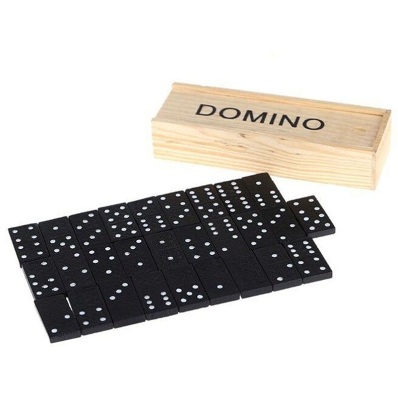 Kids Outdoor Wooden Table - 28pcs/Set Wooden Domino Board Games Table