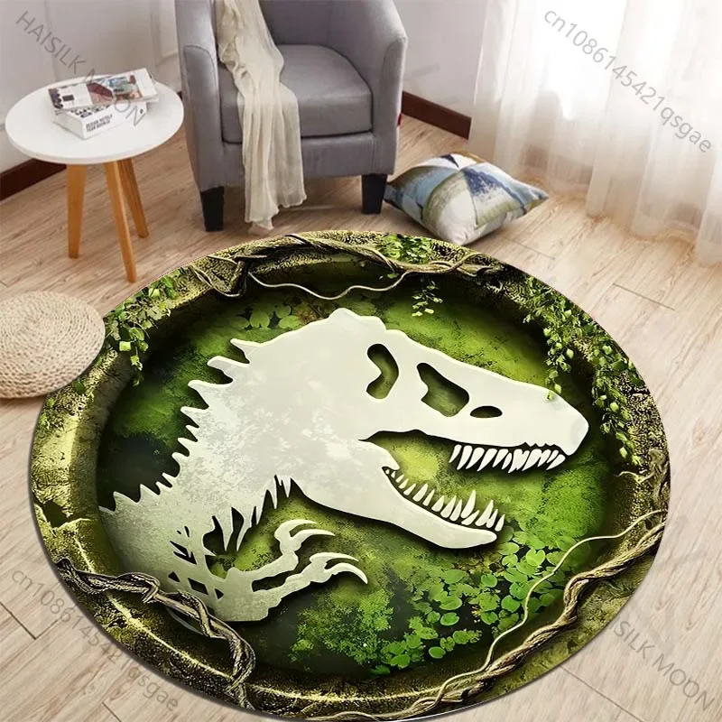 Kids Outdoor Area - HD 3D Dinosaur Print Round Rugs