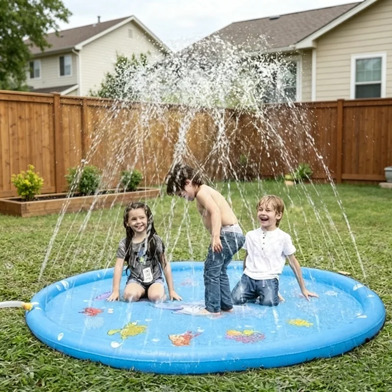 Kids Outdoor Climbing Structure - Summer Water Splash Sprinkle Mat For