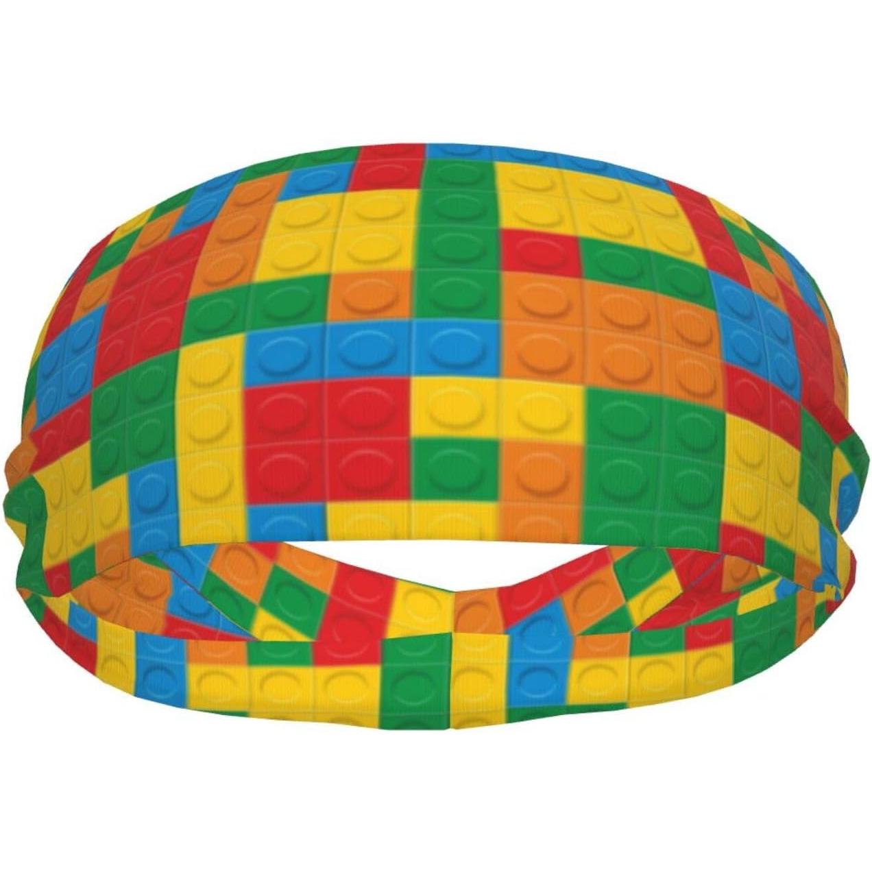 Kids Outdoor Yoga - Colorful Building Blocks Print Headband Sweat