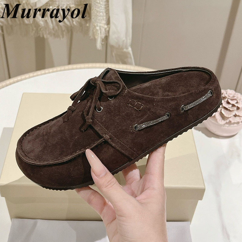 Kids Outdoor Shoes - Lazy Mules Women Cow Suede Closed