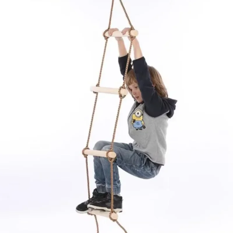 Kids Outdoor Climbing Structure - Children Climbing Rope Ladder Wooden Material