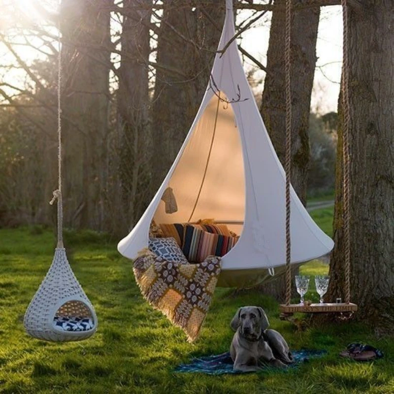 Kids Outdoor Hanging Chair - Children Swing Outdoor Garden Camp Hammock