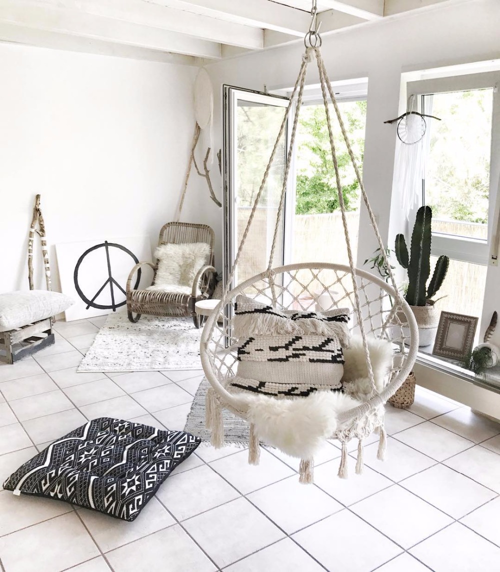 Kids Outdoor Hanging Chair - 2025 Nordic Garden Handmade Knitted Round