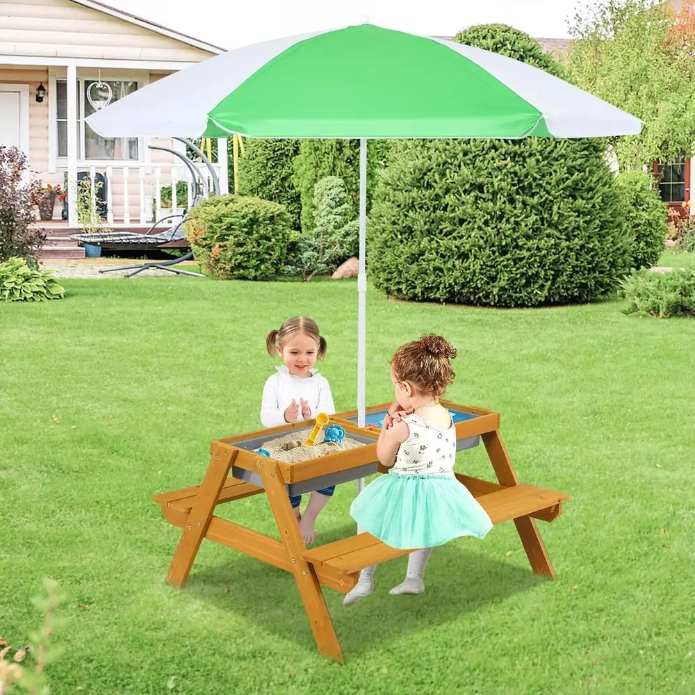3-in-1 Height-Adjustable Umbre - огляд і ціна Kids Outdoor Wooden Table
