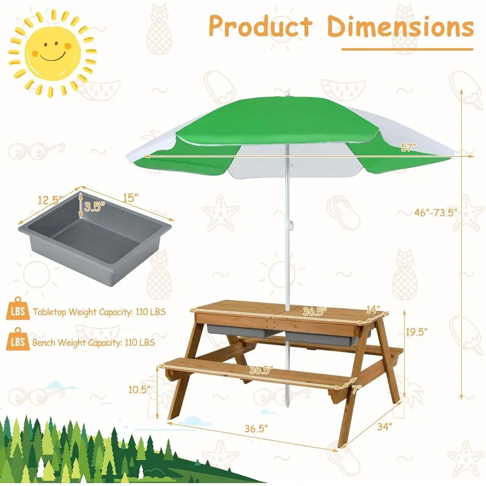 4-in-1 Wooden Sand & Water Pic - огляд і ціна Kids Outdoor Wooden Table