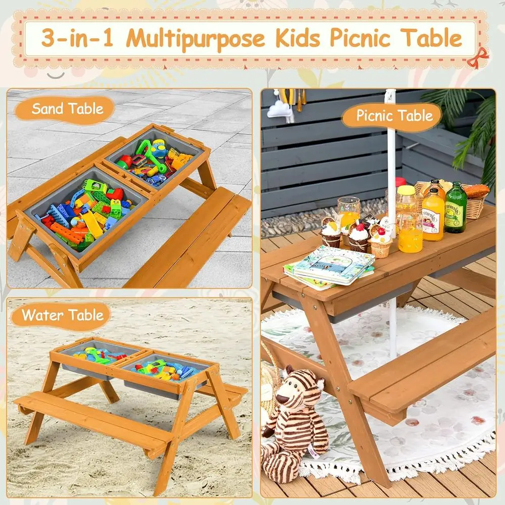 4-in-1 Wooden Sand & Water Pic - огляд і ціна Kids Outdoor Wooden Table