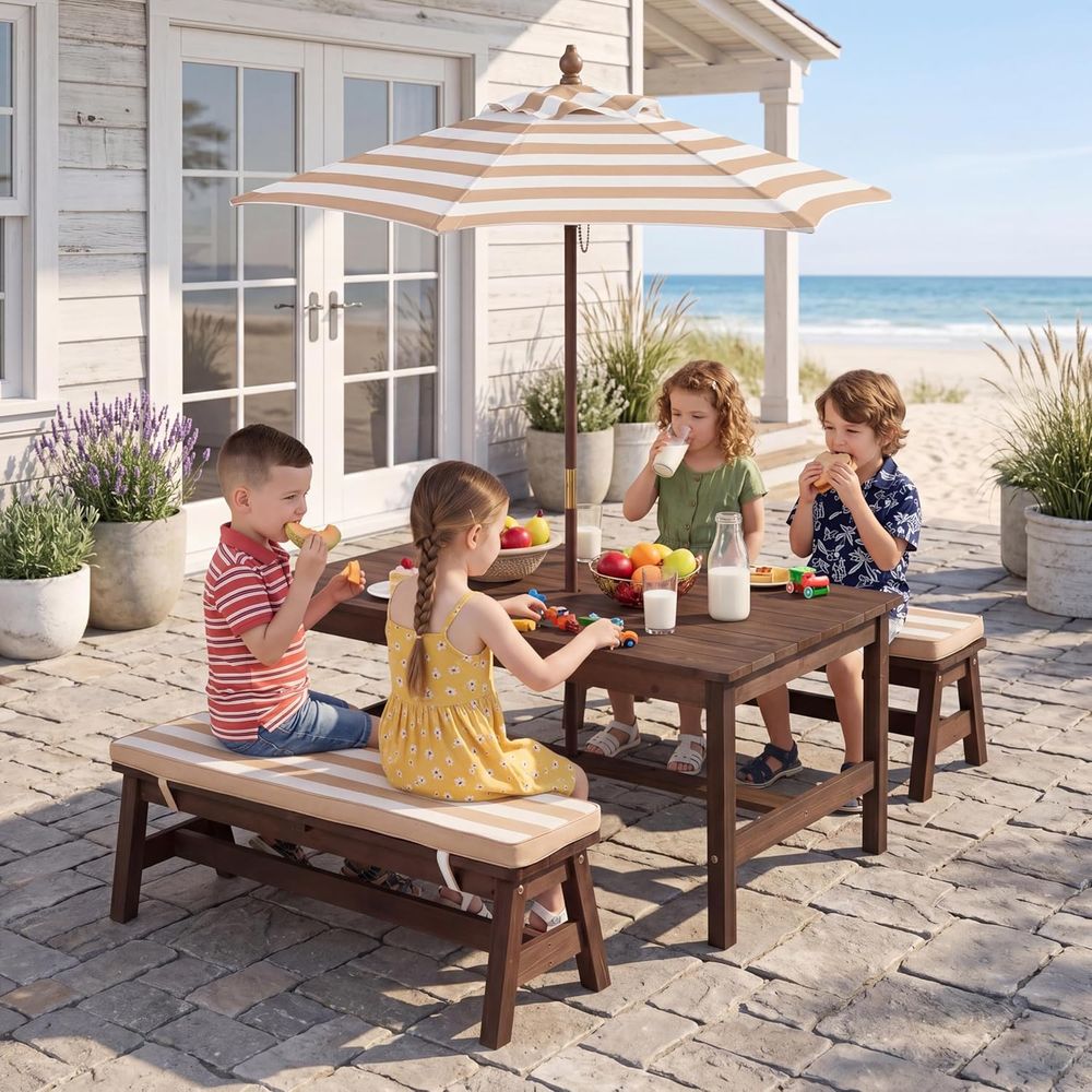 Kids Picnic Table, Large 42“x  - огляд і ціна Kids Outdoor Wooden Table