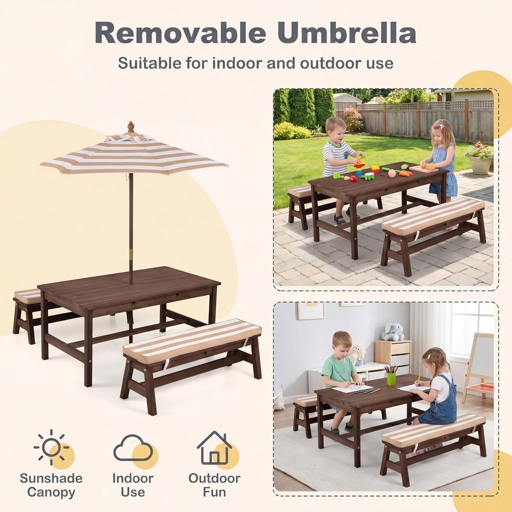 Kids Picnic Table, Large 42“x  - огляд і ціна Kids Outdoor Wooden Table