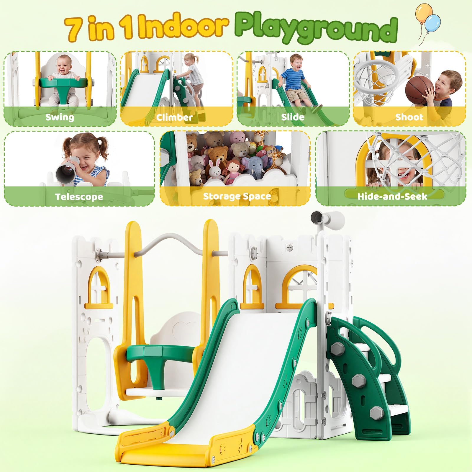 7 in 1 Toddler Slide And Swing - огляд і ціна Kids Outdoor Swing Set