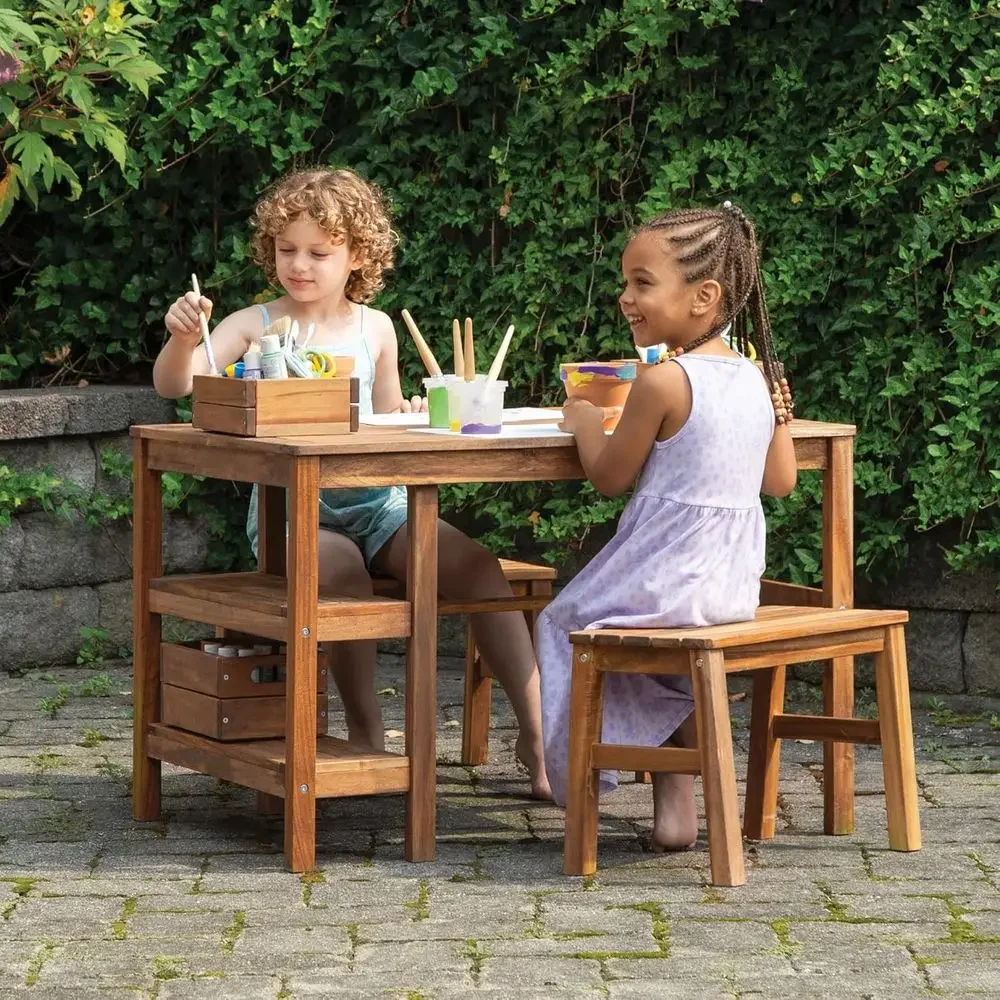 Kids Outdoor Crat Table and 2  - огляд і ціна Kids Outdoor Wooden Table