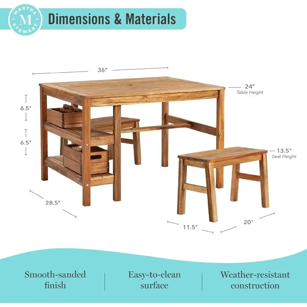 Kids Outdoor Crat Table and 2  - огляд і ціна Kids Outdoor Wooden Table