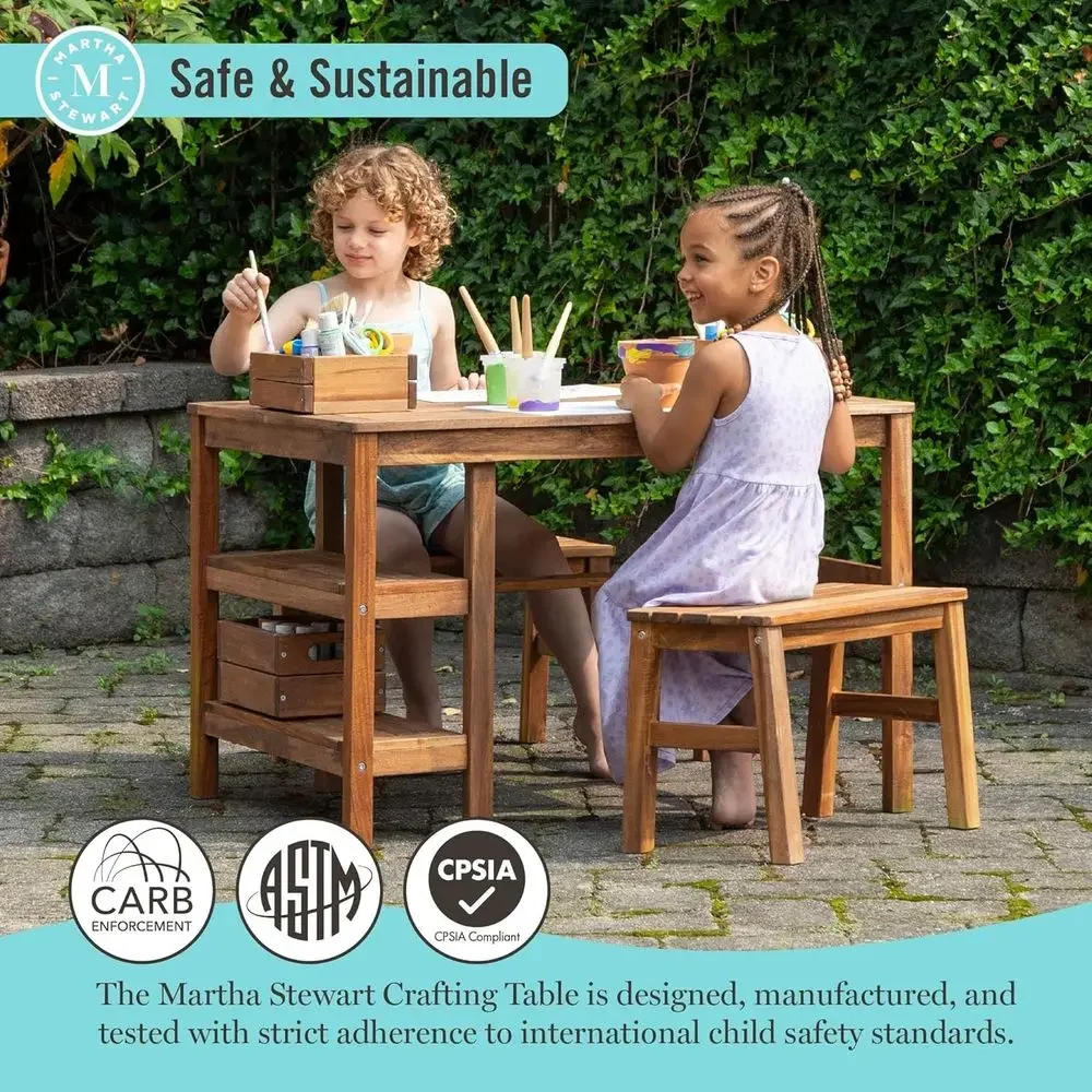 Kids Outdoor Crat Table and 2  - огляд і ціна Kids Outdoor Wooden Table