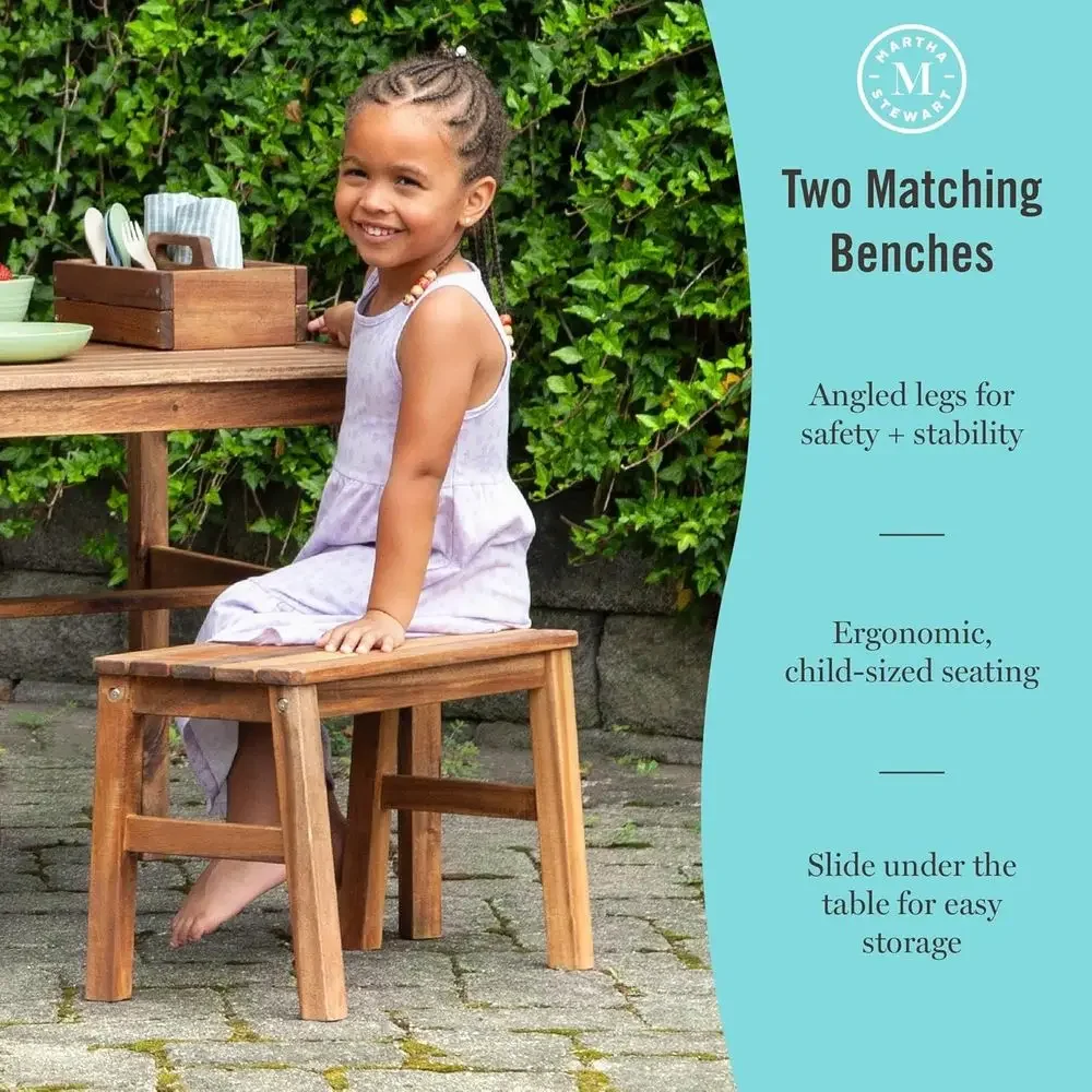 Kids Outdoor Crat Table and 2  - огляд і ціна Kids Outdoor Wooden Table