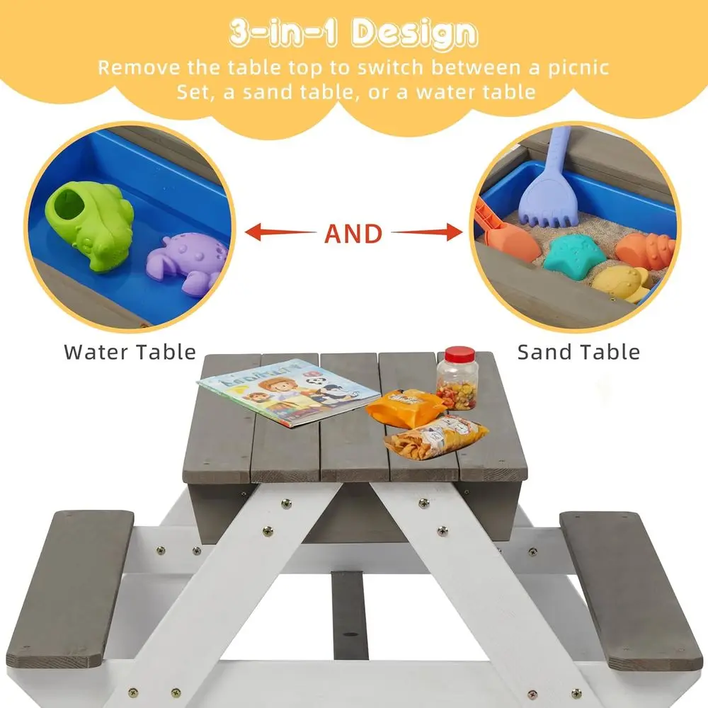 Convertible 3-in-1 Wooden Picn - огляд і ціна Kids Outdoor Wooden Table